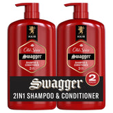 Old Spice Men's 2-in-1 Shampoo and Conditioner, Swagger, Cedarwood Lime Scent, Healthier, Fuller, More Moisturized Looking Hair, Barbershop Quality, 29.2 Fl Oz Each, Twin Pack