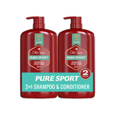 Old Spice Men's 2-in-1 Shampoo and Conditioner for all Hair Types, Pure Sport, Healthier, Fuller, More Moisturized Looking Hair, 29.2 Fl Oz Each, Twin Pack