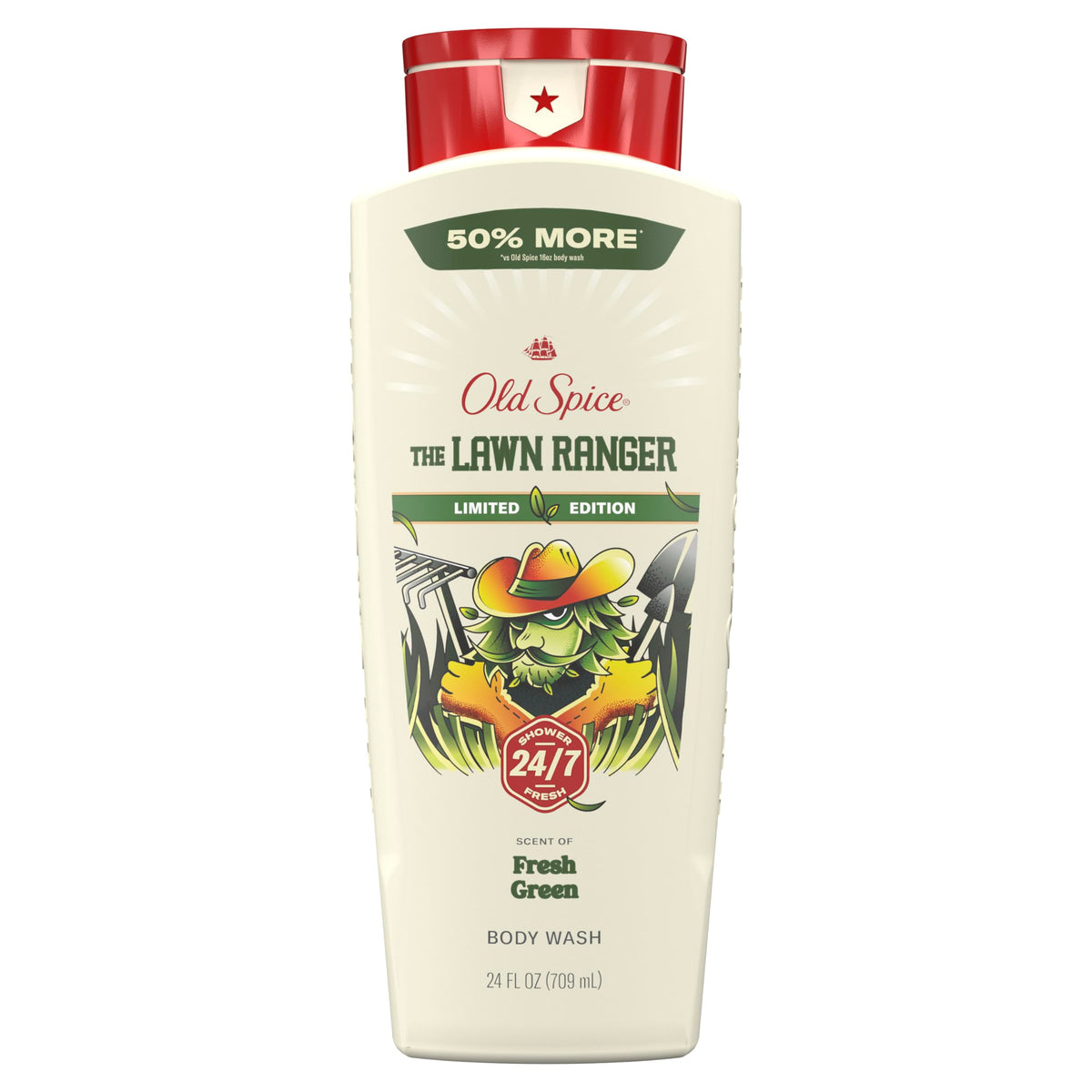 Old Spice Body Wash for Men, Summerdudes, 24/7 Shower Fresh with Daily Use, Long Lasting Scent, Cleanse & Refresh Skin, VIP Festival Experience, Lawn Ranger with Fresh Green Scent, 24 oz
