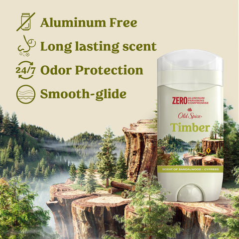 Old Spice Men's Aluminum-Free Deodorant, Timber with Sandalwood, 24/7 Odor Protection, 3oz (Pack of 3)