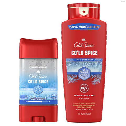 Old Spice Red Collection Antiperspirant Deodorant + Body Wash Bundle for Men, Cold Spice with Cool Mint Scent, 24/7 Sweat & Odor Protection, 24/7 Shower Fresh & Clean, 3.8 oz & 24 oz (Pack of 2)