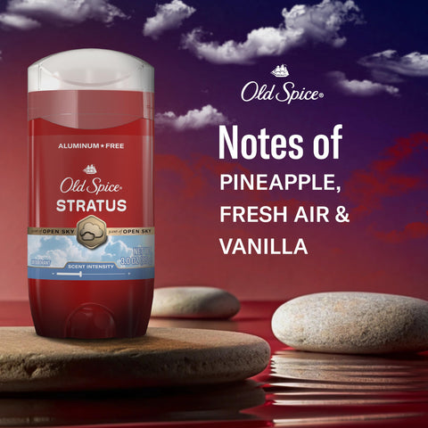 Old Spice Aluminum Free Deodorant for Men, 24/7 Odor Protection, 24/7 Signature Scent & Lasting Freshness, Goes on Clean, Stratus with Pineapple, Fresh Air, & Vanilla Scent, 3.0 oz