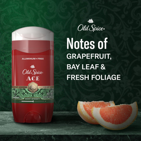 Old Spice Aluminum Free Deodorant for Men, 24/7 Odor Protection, 24/7 Signature Scent & Lasting Freshness, Goes on Clean, Ace with Grapefruit, Bay Leaf, & Fresh Foliage Scent, 3.0 oz