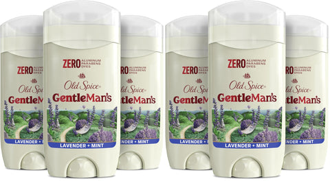 Old Spice GentleMan's Aluminum Free Dry Feel Deodorant for Men,24/7 Lasting Freshness,Gentle on Skin with Skin Conditioners,Lavender + Mint Scent,3.0 oz,(Pack of 6)