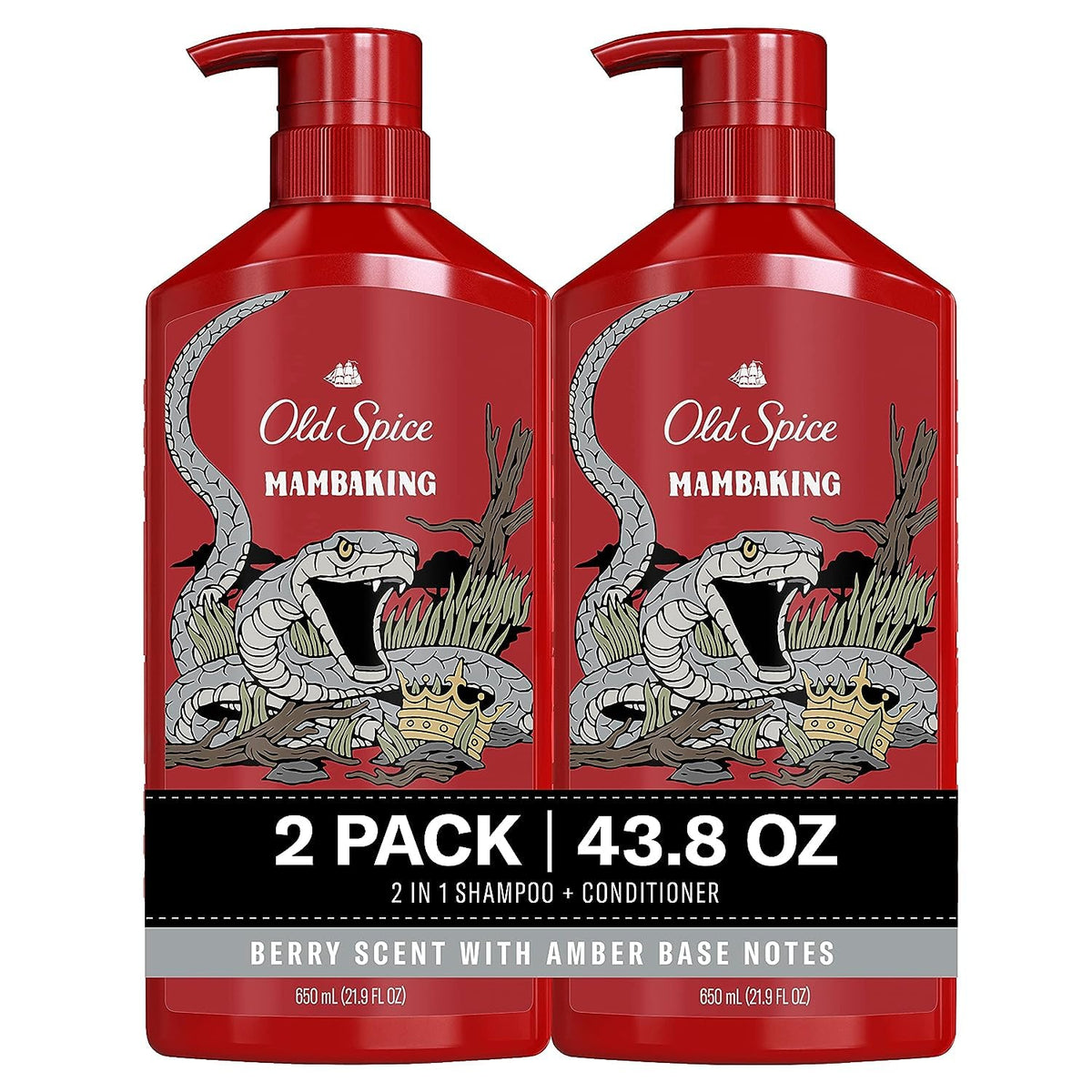 Old Spice MambaKing 2-in-1 Shampoo and Conditioner Set for Men, Healthier, Fuller, More Moisturized Looking Hair, 21.9 Fl Oz Each, Twin Pack