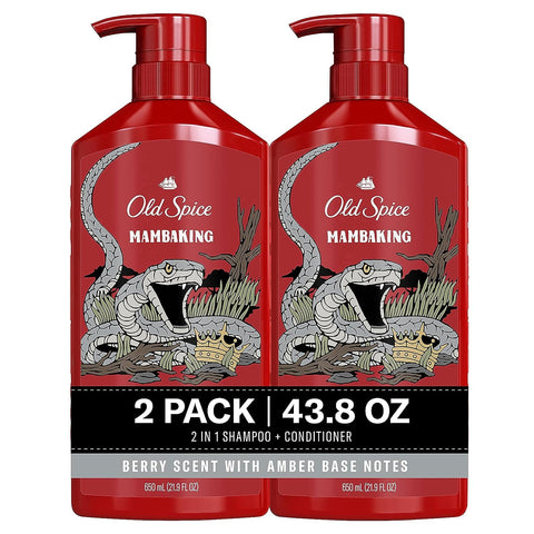 Old Spice MambaKing 2-in-1 Shampoo and Conditioner Set for Men, Healthier, Fuller, More Moisturized Looking Hair, 21.9 Fl Oz Each, Twin Pack