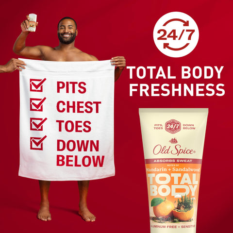 Old Spice Whole Body Deodorant Cream for Men, Aluminum Free, Mandarin + Sandalwood Scent, 24/7 Odor Protection, 24/7 Freshness, Dermatologist Tested, Gentle on Skin, Safe to Use All Over, 3.0 oz