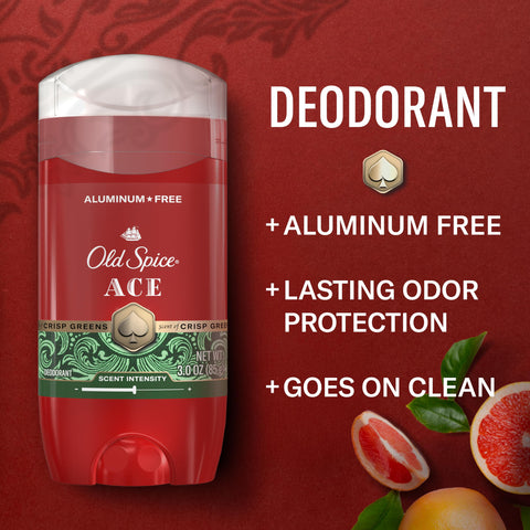 Old Spice Aluminum Free Deodorant for Men, 24/7 Odor Protection, 24/7 Signature Scent & Lasting Freshness, Goes on Clean, Ace with Grapefruit, Bay Leaf, & Fresh Foliage Scent, 3.0 oz