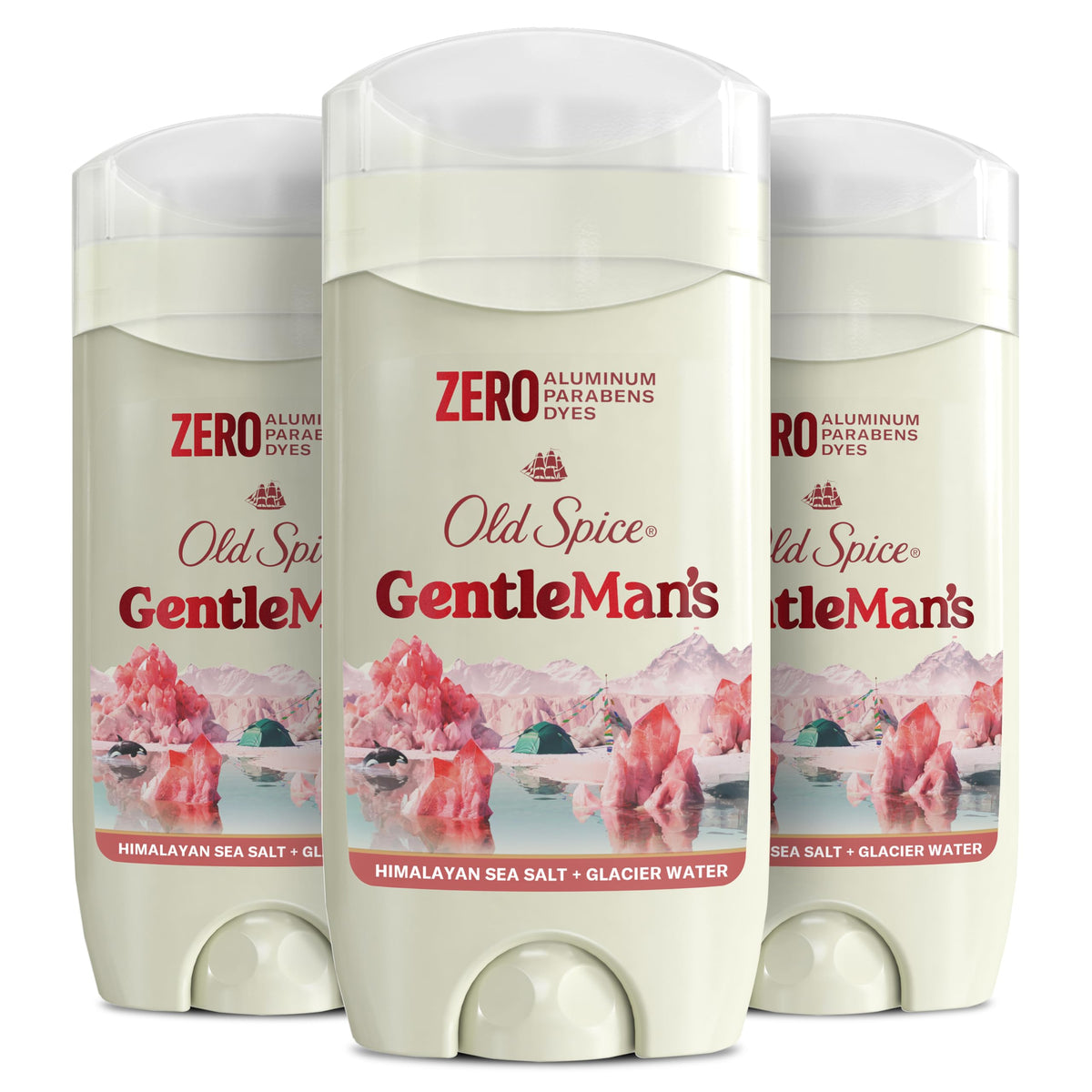Old Spice GentleMan's Aluminum Free Dry Feel Deodorant for Men, 24/7 Lasting Freshness, Gentle on Skin with Skin Conditioners, Himalayan Sea Salt + Glacier Water Scent, 3.0 oz (Pack of 3)