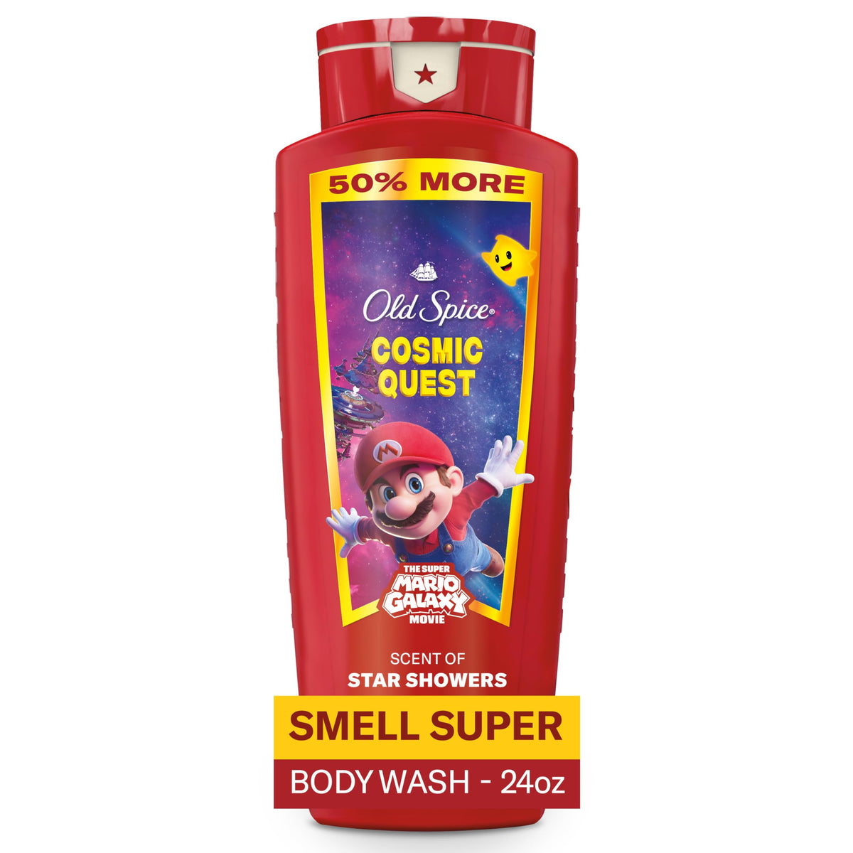 Old Spice Body & Face Wash for Men, x The Super Mario Galaxy Movie, 3X Defense, 24/7 Shower Fresh with Long Lasting Scent, Smell Super with Cosmic Quest, Star Showers Scent, 24 oz