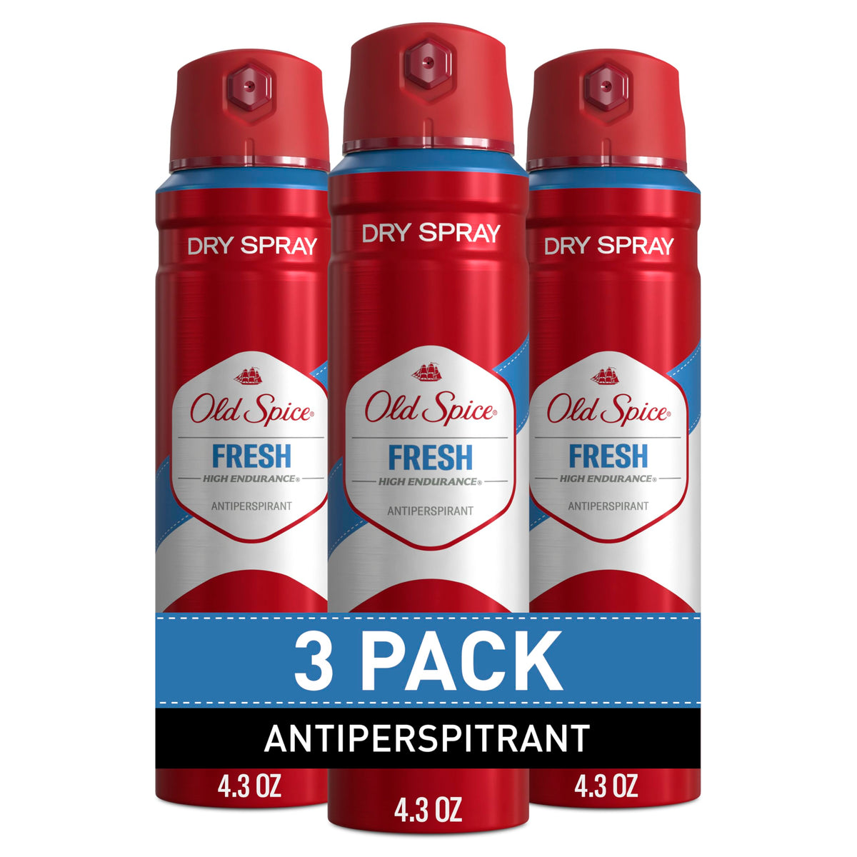 Old Spice Dry Spray Antiperspirant Deodorant for Men, High Endurance, 24/7 Sweat Defense & Odor Protection, 24/7 Freshness & Lasting Scent, Fresh Scent, 4.3 oz (Pack of 3)