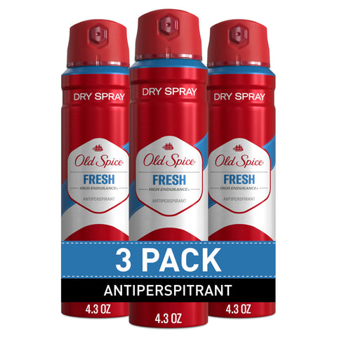 Old Spice Dry Spray Antiperspirant Deodorant for Men, High Endurance, 24/7 Sweat Defense & Odor Protection, 24/7 Freshness & Lasting Scent, Fresh Scent, 4.3 oz (Pack of 3)