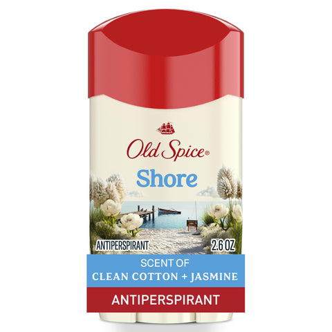 Old Spice Antiperspirant & Deodorant for Men, Shore, Scent of Clean Cotton & Jasmine, 24/7 Lasting Freshness, 2.6oz