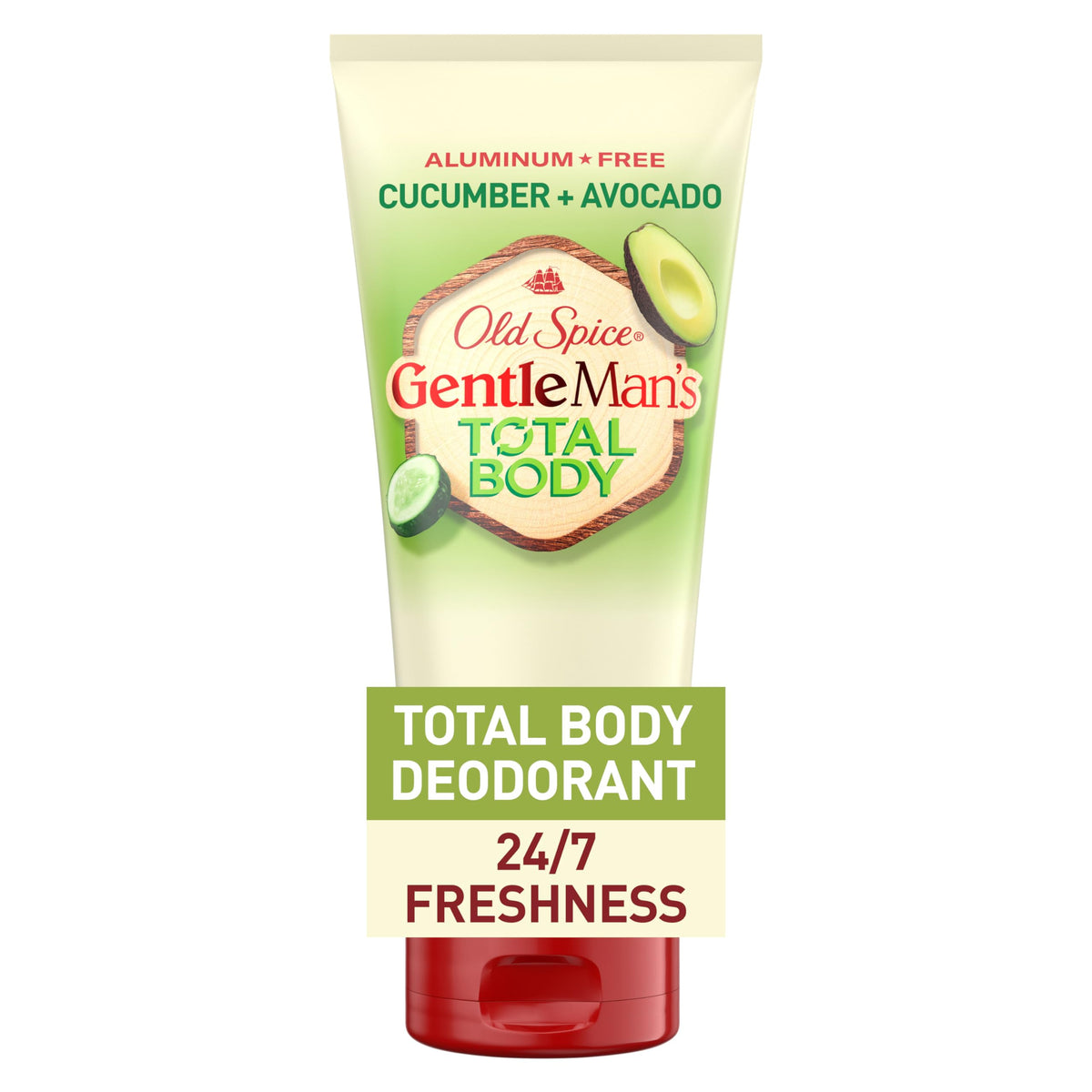 Old Spice Whole Body Deodorant Cream for Men, Aluminum Free, Cucumber + Avocado Scent, 24/7 Odor Protection, 24/7 Lasting Freshness, Dermatologist Tested, Gentle on Skin, Safe to Use All Over, 3.0 oz