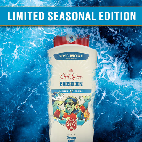 Old Spice Body Wash for Men, Summerdudes, 24/7 Shower Fresh with Daily Use, Long Lasting Scent, Cleanse & Refresh Skin, VIP Festival Experience, Broseidon with Ocean Surf Scent, 24 oz