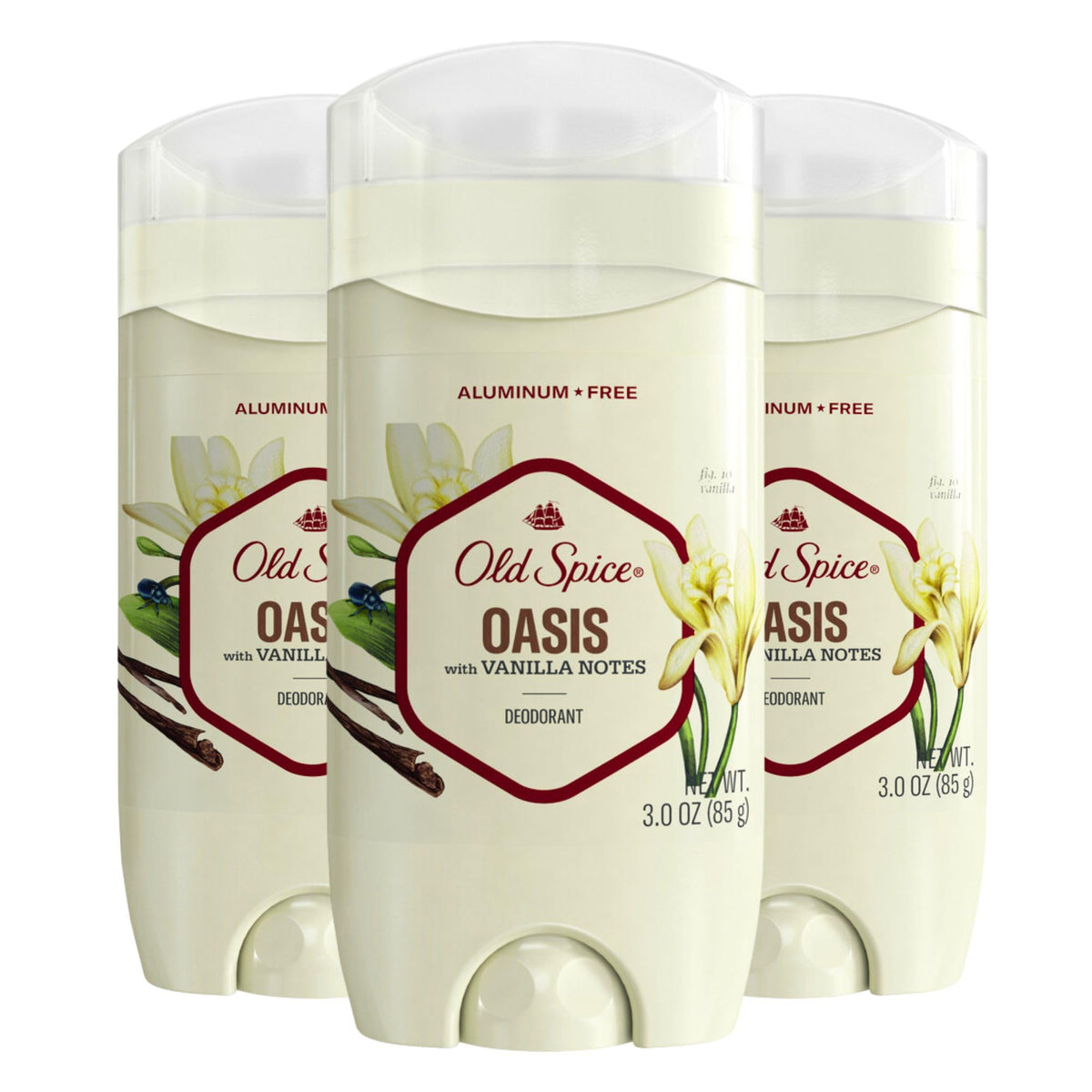 Old Spice Aluminum Free Deodorant for Men, 48 Hr Odor Protection, Oasis with Vanilla, 3oz (Pack of 3)