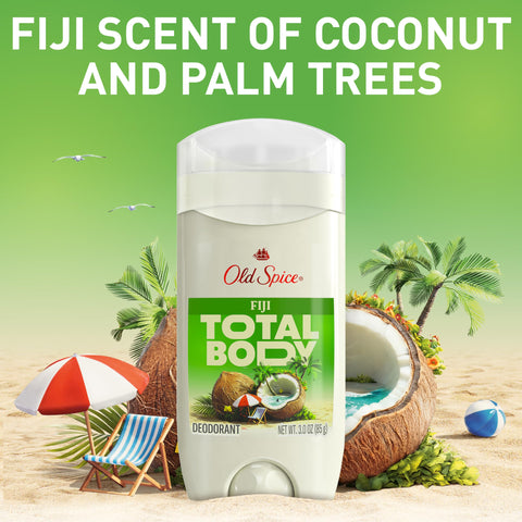 Old Spice Whole Body Deodorant Stick for Men, Aluminum Free, Fiji Scent, 24/7 Odor Protection, 24/7 Lasting Freshness, Dermatologist Tested, Gentle on Skin, Safe to Use All Over, 3.0 oz