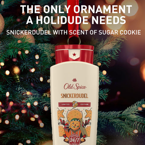 Old Spice Body Wash for Men, Holidudes Holiday Edition, 24/7 Holiday Freshness, Lasting Scent and Rich Lather, Stocking Stuffer, Snickerdudel Sugar Cookie Scent, 16 oz