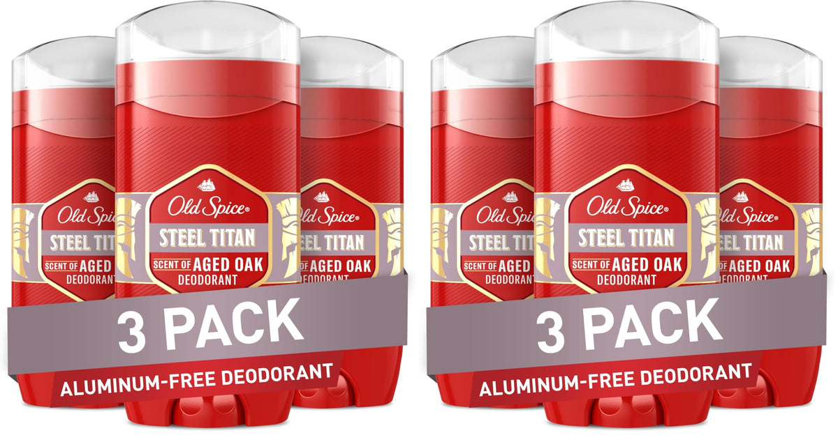 Old Spice Red Collection Deodorant For Men, Aluminum Free, Steel Titan Scent, 3.0 oz (Pack of 6)