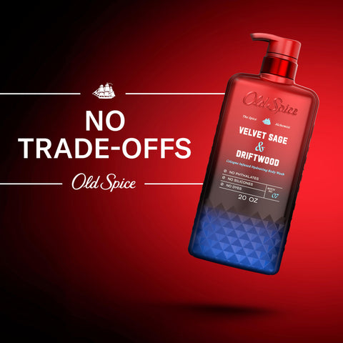 Old Spice Body Wash for Men, The Spice Alchemist Collection, 24/7 Cologne Infused Hydration, No Trade Off Formula, Free of Phthalates Silicones & Dyes, Velvet Sage + Driftwood Scent, 20 oz