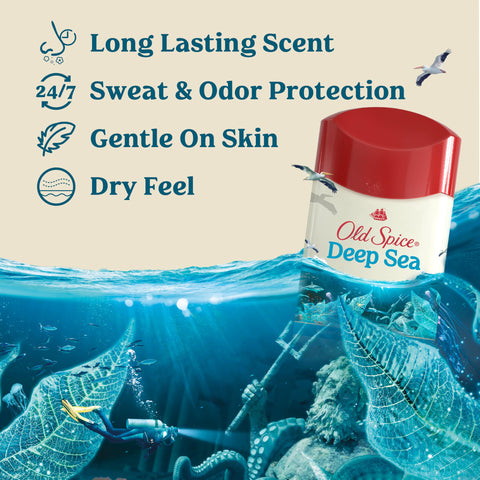 Old Spice Men's Antiperspirant & Deodorant Deep Sea with Ocean Elements, 3.4oz (Pack of 3)