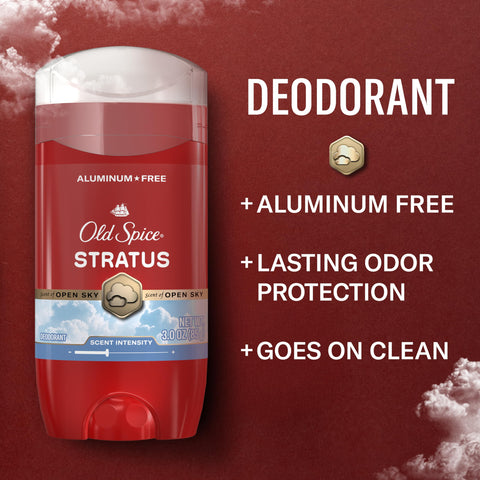 Old Spice Aluminum Free Deodorant for Men, 24/7 Odor Protection, 24/7 Signature Scent & Lasting Freshness, Goes on Clean, Stratus with Pineapple, Fresh Air, & Vanilla Scent, 3.0 oz
