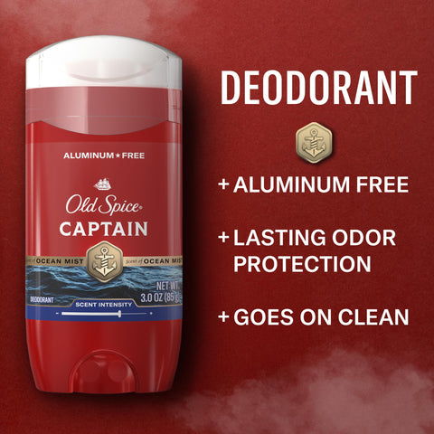 Old Spice Aluminum Free Deodorant for Men, 24/7 Odor Protection, 24/7 Freshness & Lasting Scent, Captain with Bergamot Scent, 3.0 oz