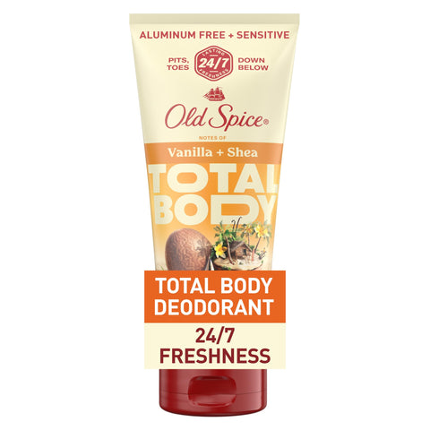 Old Spice Whole Body Deodorant Cream for Men, Aluminum Free, Vanilla + Shea Scent, 24/7 Odor Protection, 24/7 Lasting Freshness, Dermatologist Tested, Gentle on Skin, Safe to Use All Over, 3.0 oz