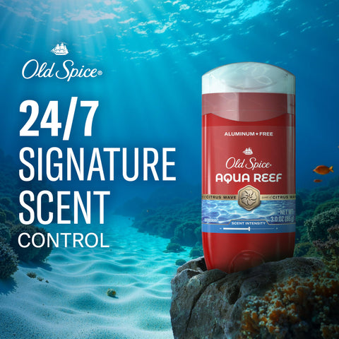 Old Spice Aluminum Free Deodorant for Men, 24/7 Odor Protection, 24/7 Freshness & Lasting Scent, Aqua Reef with Cypress Scent, 3.0 oz with Travel Size Swagger Body Wash (Pack of 4)